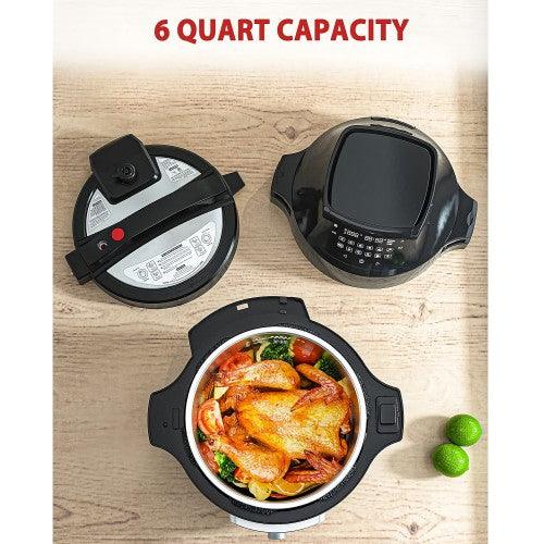 KUPPET 2 in 1 Electric Pressure Cooker with Air Fryer Lid, 17 Preset Cooking Functions, 6 Quart, Stainless Steel Slow Cooker, Rice Cooker, Steamer, Saute, Yogurt Maker - Toytexx KUPPET 2 in 1 Electric Pressure Cooker with Air Fryer Lid, 17 Preset Cooking Functions, 6 Quart, Stainless Steel Slow Cooker, Rice Cooker, Steamer, Saute, Yogurt Maker - Toytexx